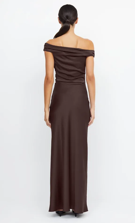 Bec Bridge Maxi Dresses ETERNITY OFF SHOULDER MAXI Dark Chocolate 8211 Women