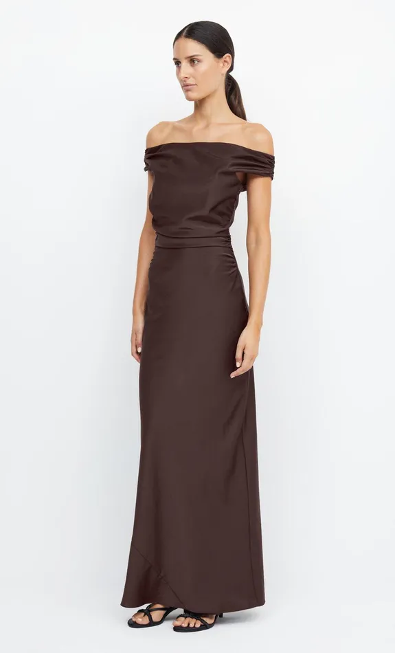 Bec Bridge Maxi Dresses ETERNITY OFF SHOULDER MAXI Dark Chocolate 8211 Women