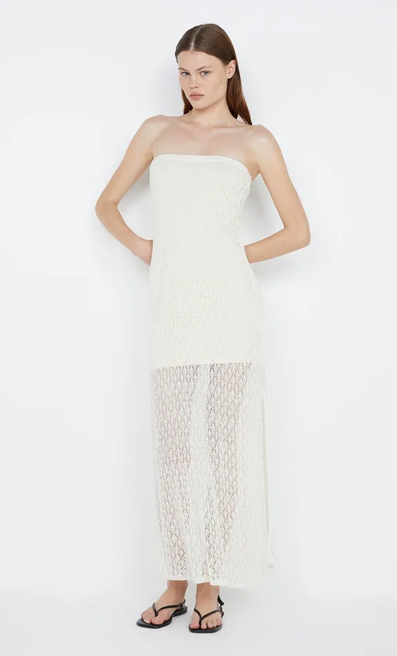 Bec Bridge Midi Dresses AURORA STRAPLESS DRESS Ivory 8211 Women