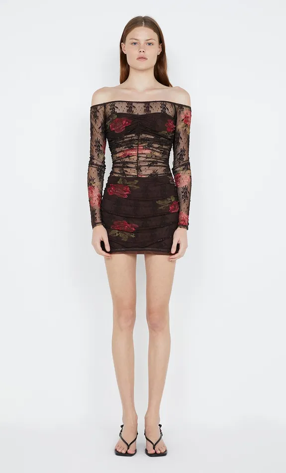 Bec Bridge Mini Dresses DESERT ROSE LONG SLEEVE MINI DRESS Choc Floral 8211 Women