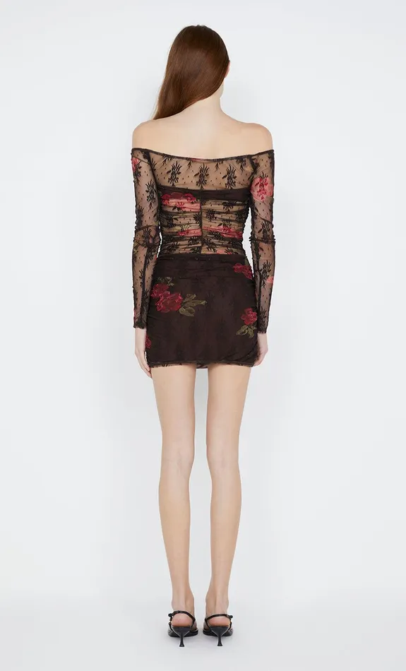 Bec Bridge Mini Dresses DESERT ROSE LONG SLEEVE MINI DRESS Choc Floral 8211 Women