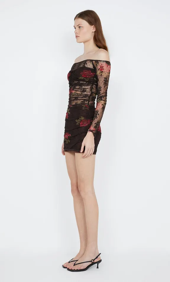Bec Bridge Mini Dresses DESERT ROSE LONG SLEEVE MINI DRESS Choc Floral 8211 Women