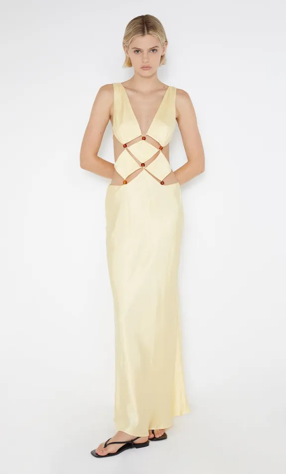 Bec Bridge Prom Dresses AGATHE DIAMOND DRESS Butter Yellow 8211 Women