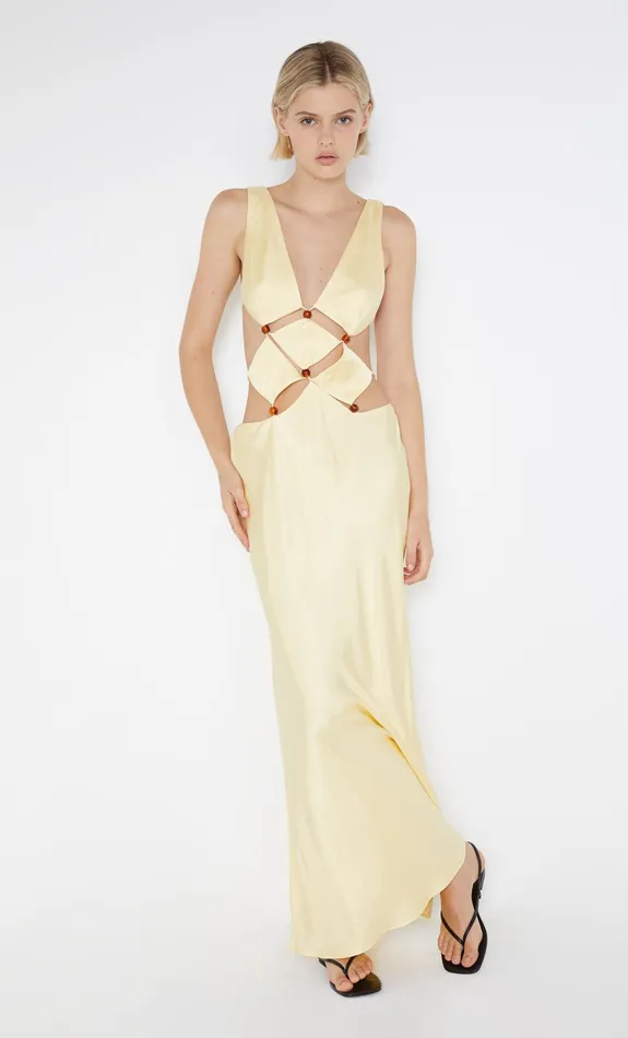 Bec Bridge Prom Dresses AGATHE DIAMOND DRESS Butter Yellow 8211 Women