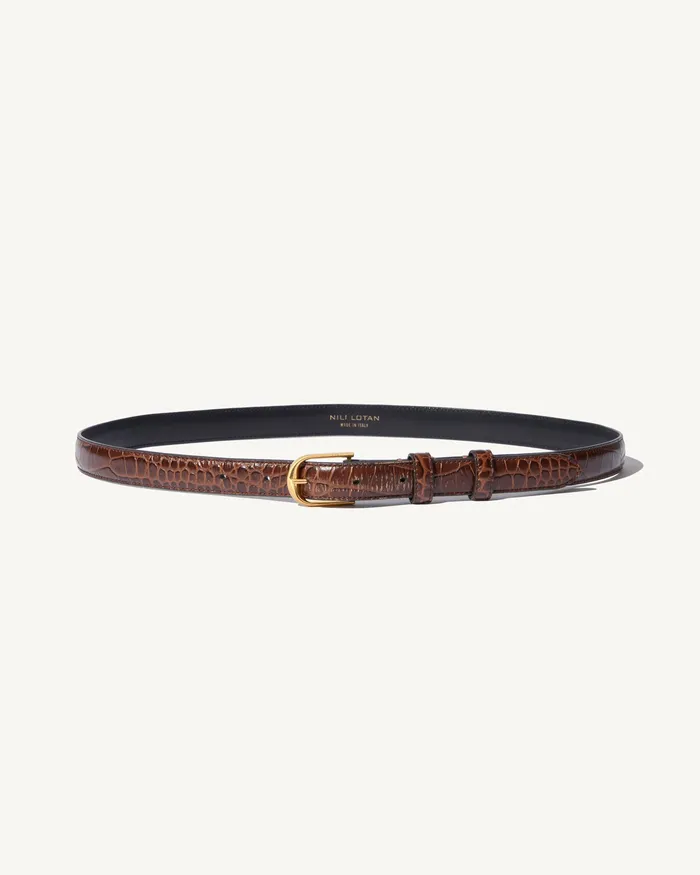 Belts and Accessories Nili Lotan Women JANE BELT Black WShiny Brass Buckle