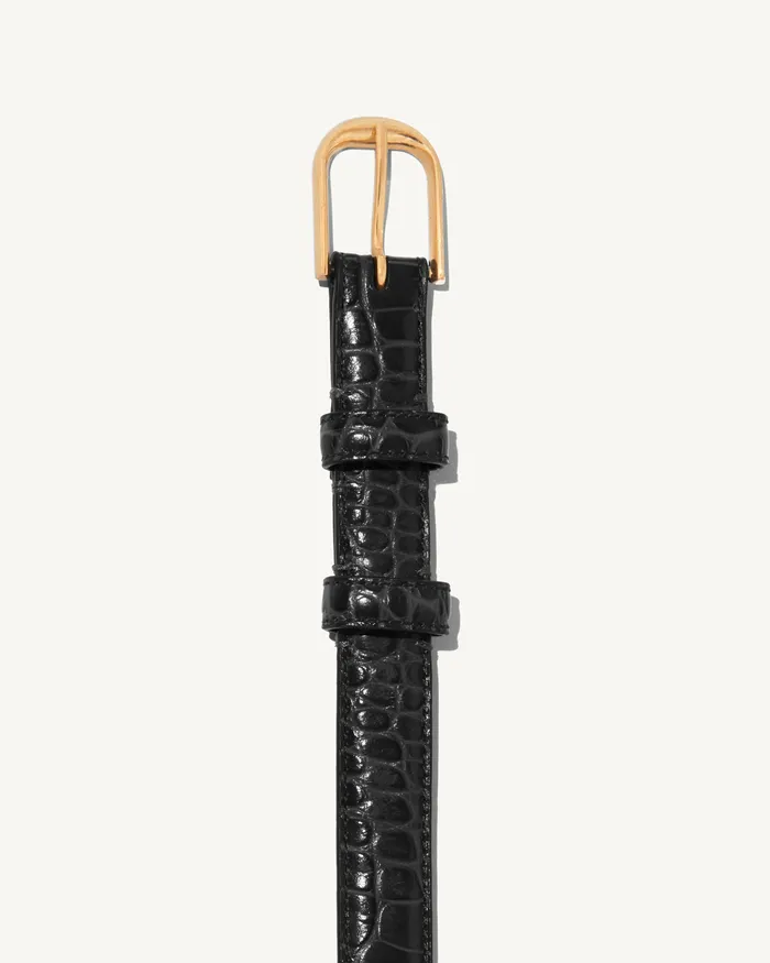 Belts and Accessories Nili Lotan Women JANE BELT Black WShiny Brass Buckle