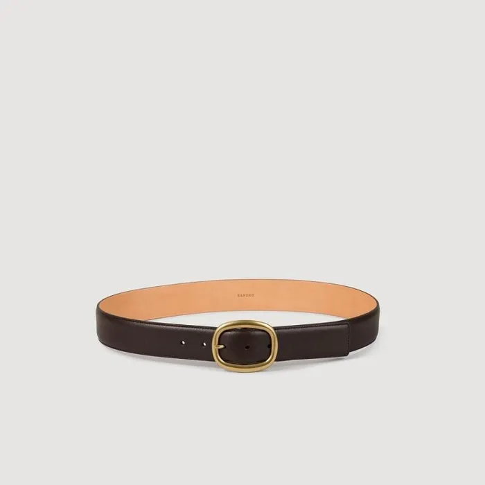 Belts Men SANDRO Leather Belt Dark Brown