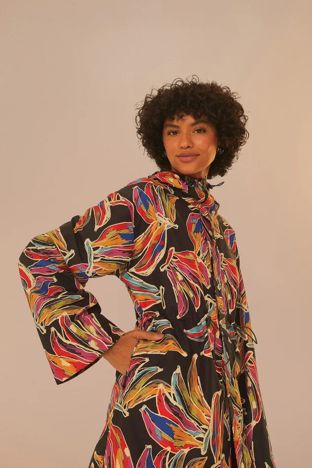 Black Artsy Bananas Short Raincoat Women Farm Rio Coats