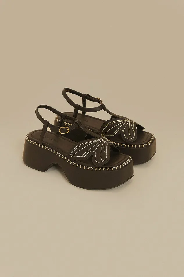 Black Butterfly Flatform Sandal Women Farm Rio Sandals