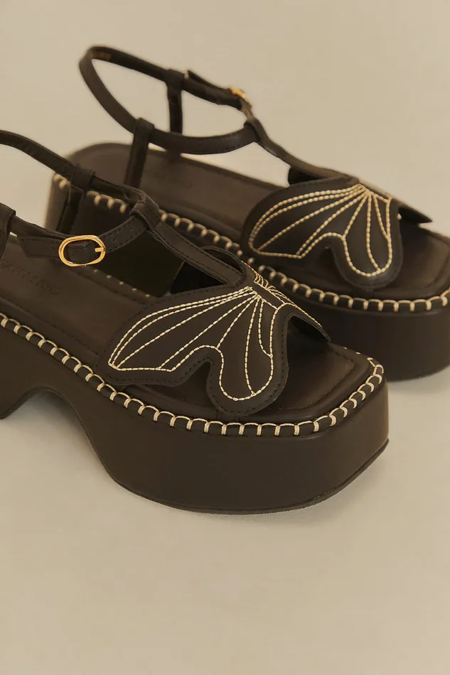 Black Butterfly Flatform Sandal Women Farm Rio Sandals