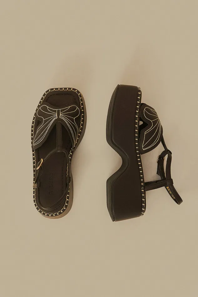 Black Butterfly Flatform Sandal Women Farm Rio Sandals