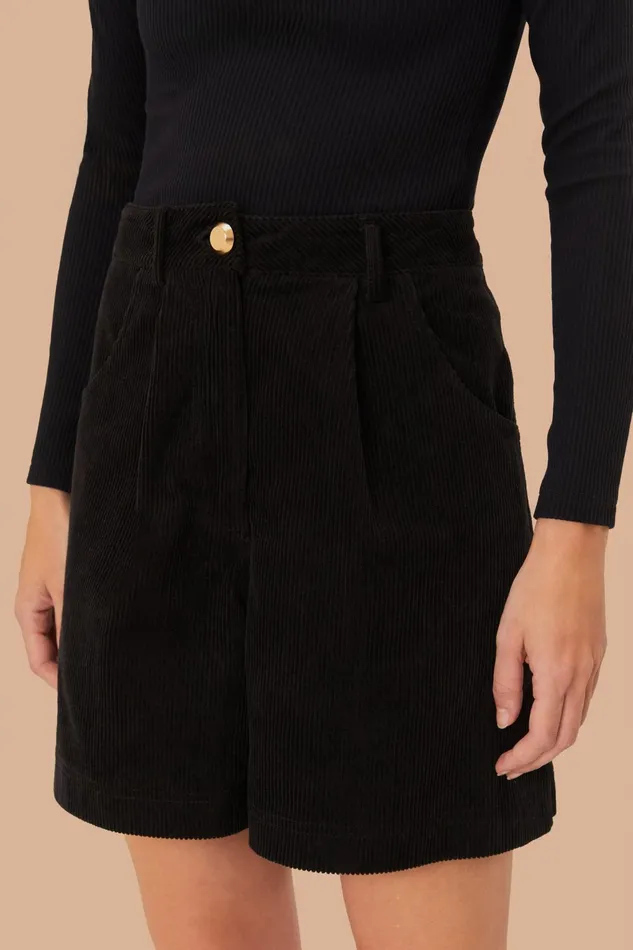Black Corduroy Shorts Women Farm Rio Shorts