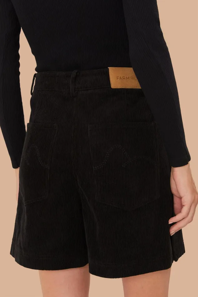 Black Corduroy Shorts Women Farm Rio Shorts