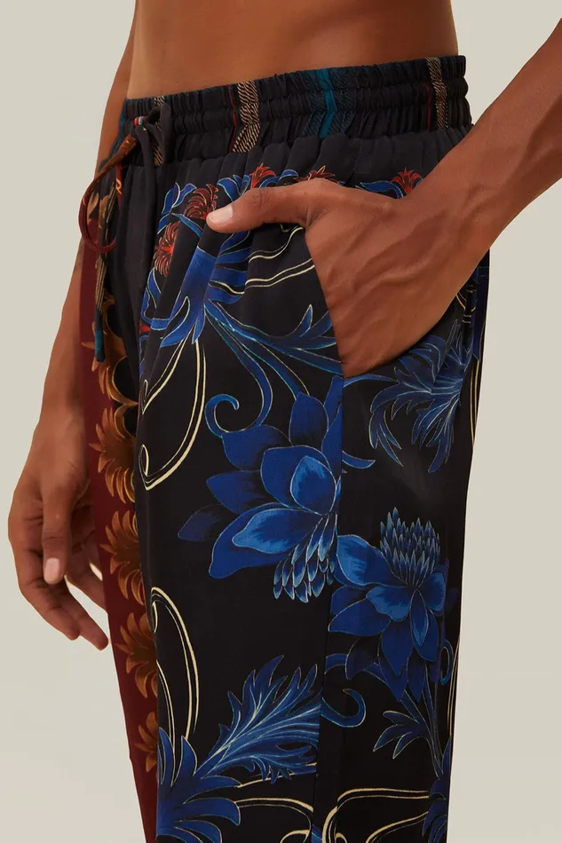 Black Mixed Arabesque Scarves Pants Women Farm Rio Pants