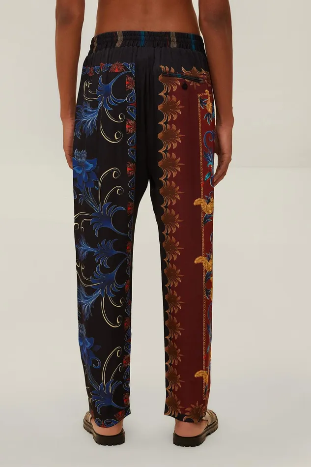Black Mixed Arabesque Scarves Pants Women Farm Rio Pants