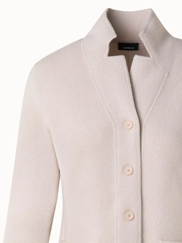 Blazer Style Cashmere Knit Cardigan Sand Women Akris Knitwear