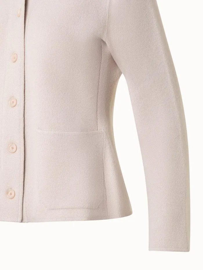Blazer Style Cashmere Knit Cardigan Sand Women Akris Knitwear