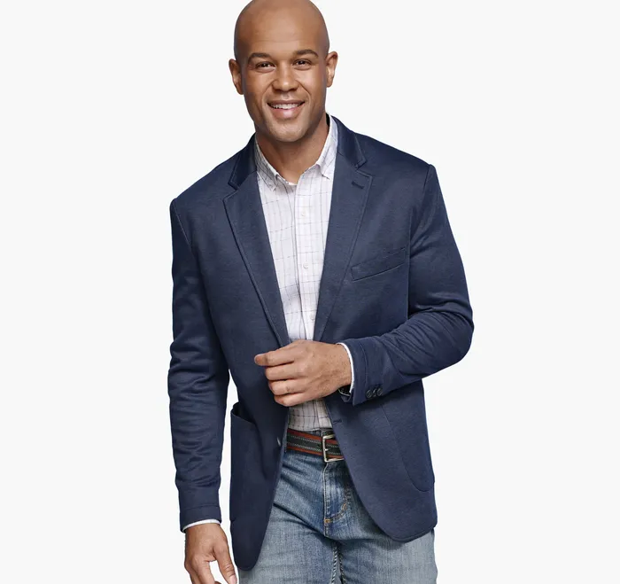 Blazers Men XC Flex Knit Blazer Navy Birdseye Johnston and Murphy