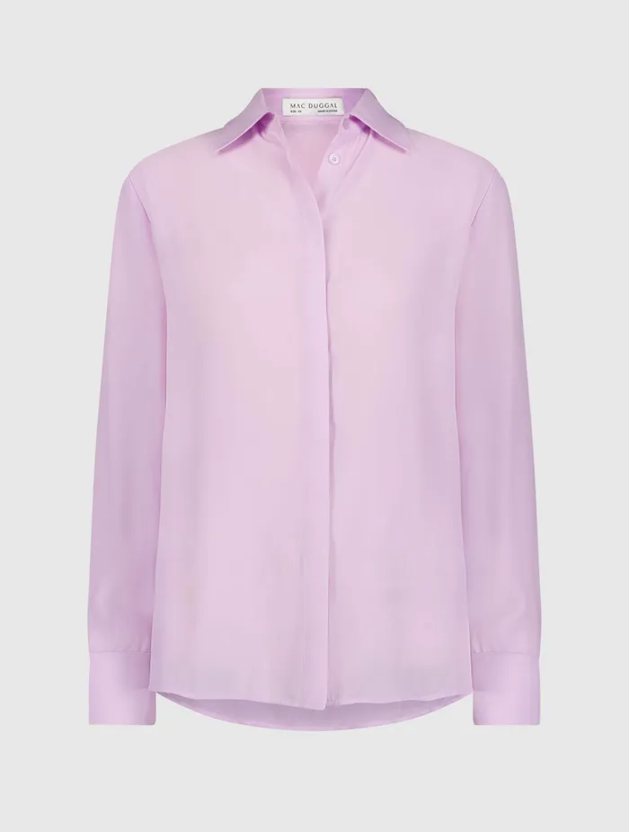Blouses and Tops Mac Duggal Women The Bentley Long Sleeve Button Up Georgette Blouse 8211 FINAL SALE Orchid
