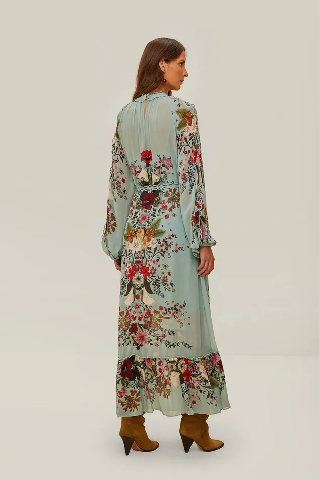 Blue Beauty Bouquet Long Sleeve Maxi Dress Women Farm Rio Maxi Dresses