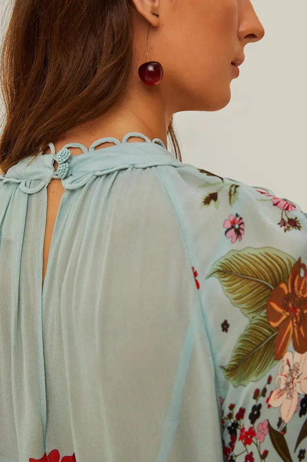 Blue Beauty Bouquet Long Sleeve Maxi Dress Women Farm Rio Maxi Dresses