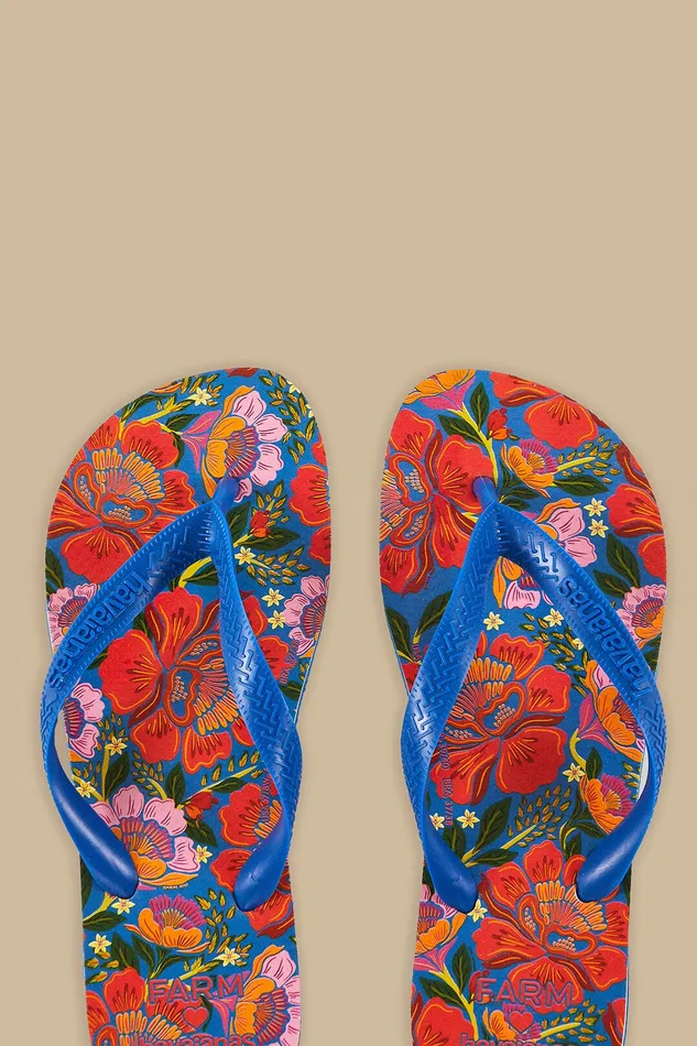 Blue Flowers Garden Havaianas Sandals Women Farm Rio Sandals