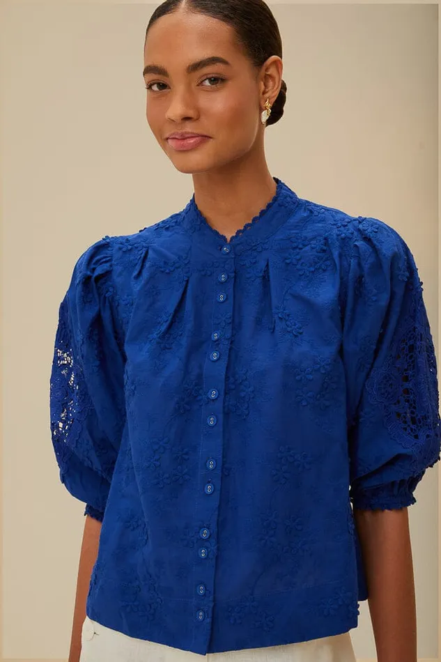 Blue Navy 3d Flower Blouse Women Farm Rio Blouses Blue Navy 3d Flower Blouse Women Farm Rio Blouses
