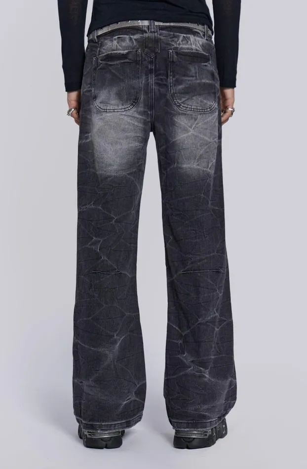 Bootcut Jeans Men Jaded London Black Crease Blaze Jean