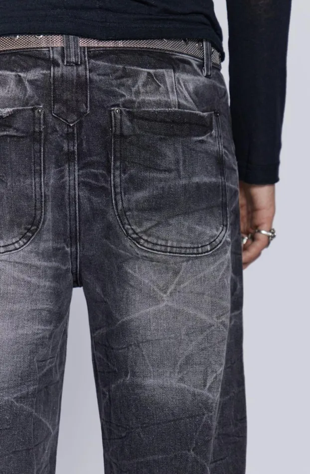 Bootcut Jeans Men Jaded London Black Crease Blaze Jean