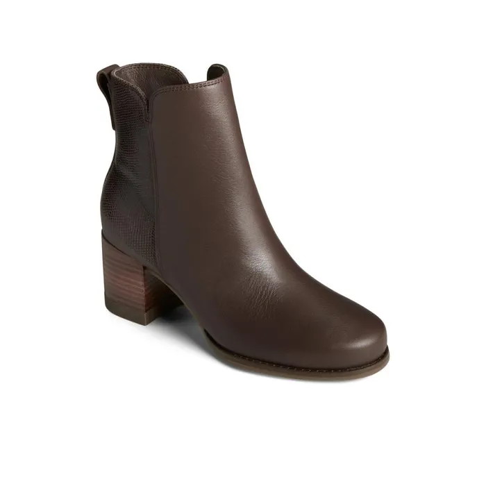 Boots Women Sperry Seaport Heel Leather Boot Dark Brown