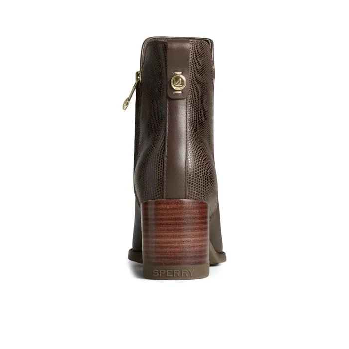 Boots Women Sperry Seaport Heel Leather Boot Dark Brown