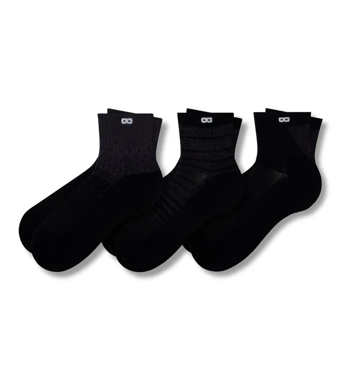 Bowo Cushion Ankle Black Socks 3 Pack Men Pair Of Thieves Ankle