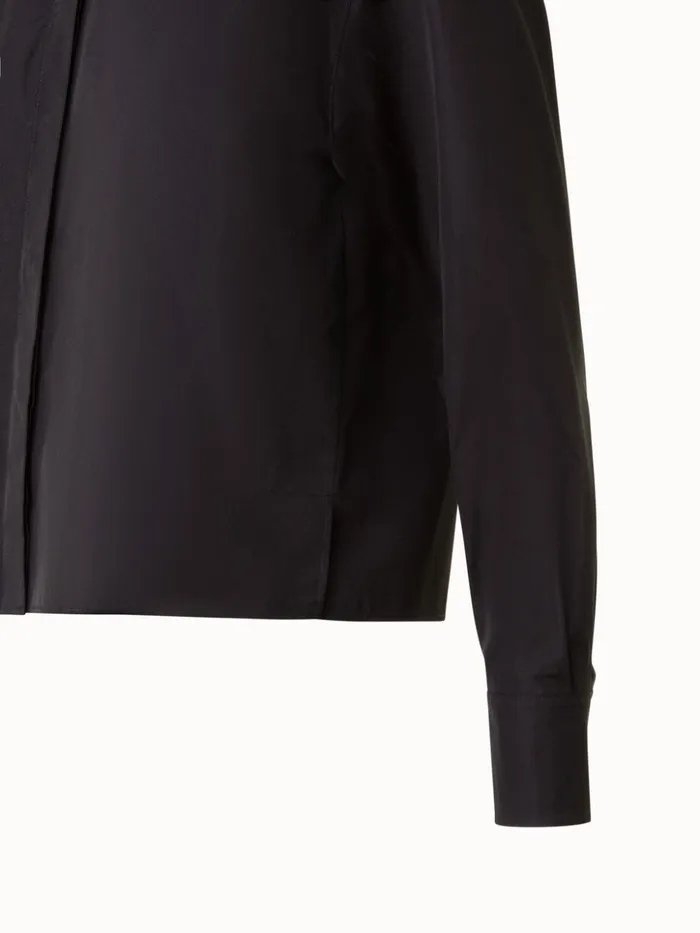 Boxy Cotton Poplin Blouse Black Women Akris Blouses
