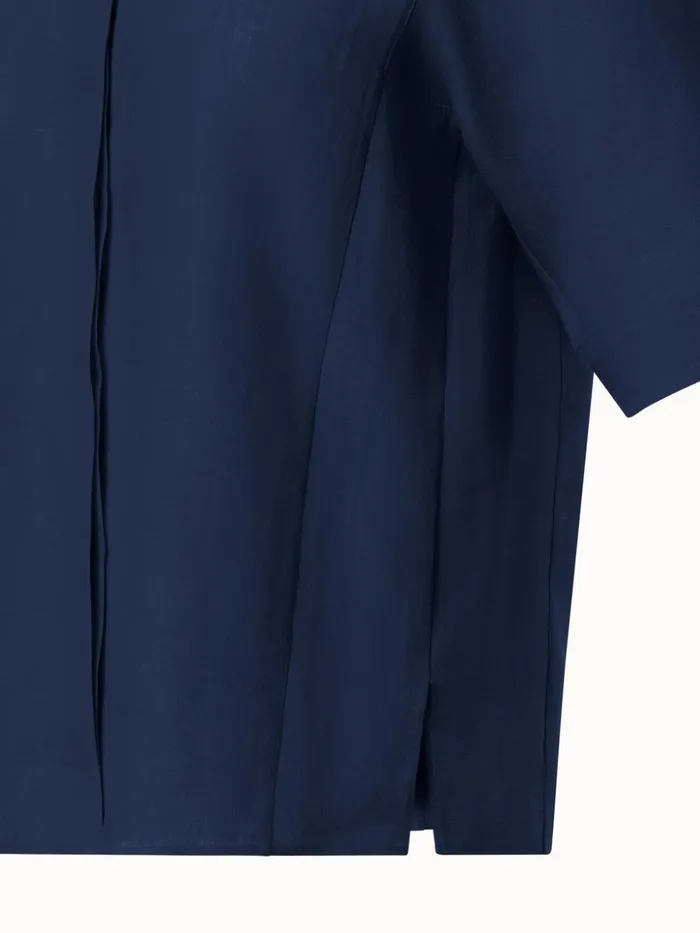 Boxy Shirt Blouse In Linen Voile Navy Women Akris Blouses
