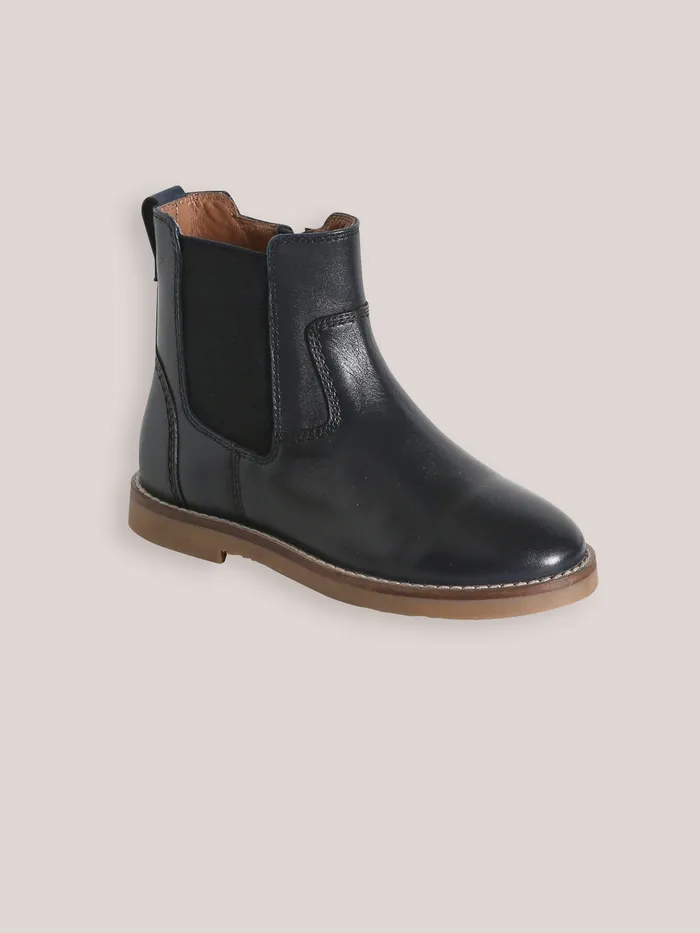 Boys Cyrillus Shoes Leather Chelsea Boots Marine