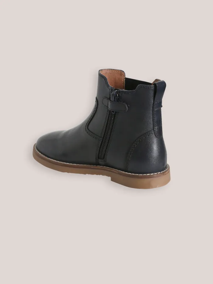Boys Cyrillus Shoes Leather Chelsea Boots Marine
