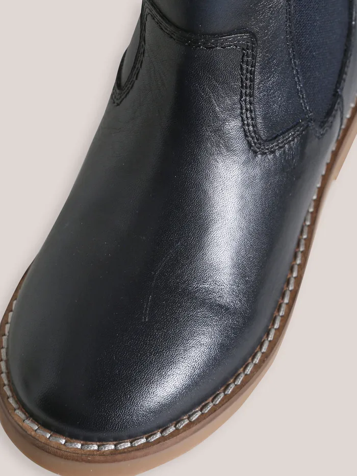 Boys Cyrillus Shoes Leather Chelsea Boots Marine