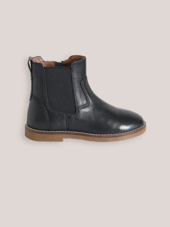 Boys Cyrillus Shoes Leather Chelsea Boots Marine