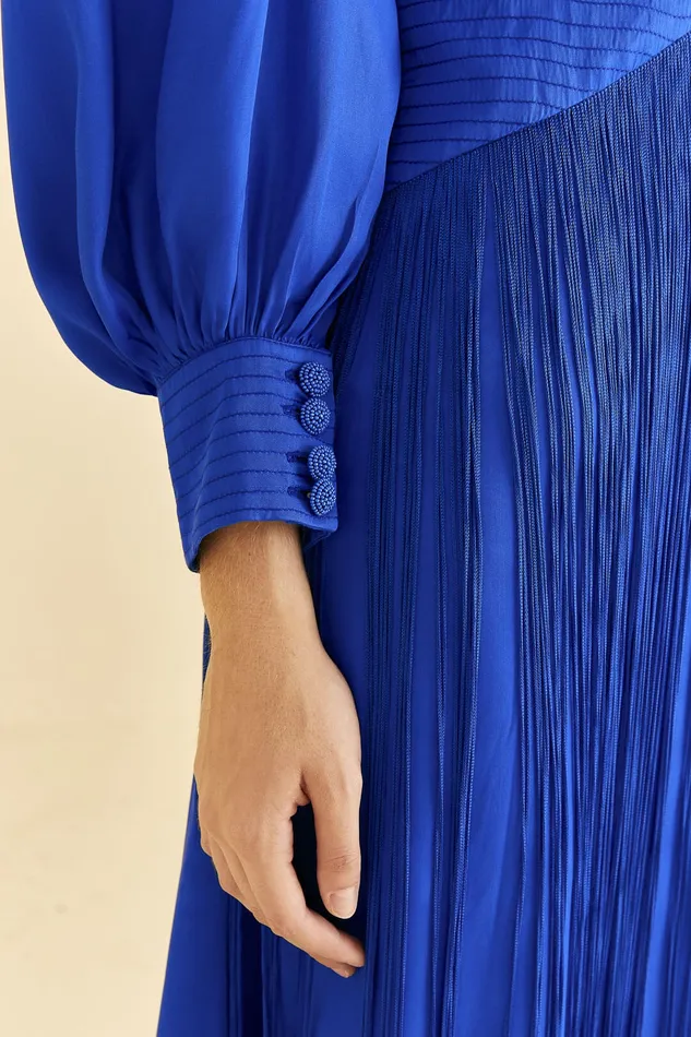Bright Blue Fringes Maxi Dress Women Farm Rio Maxi Dresses