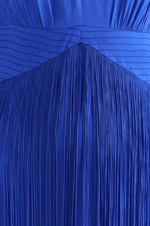 Bright Blue Fringes Maxi Dress Women Farm Rio Maxi Dresses