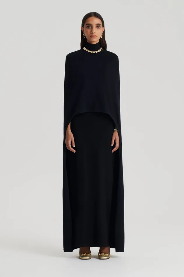 Capes Women CREPE KNIT SOFT CAPE BLACK Scanlan Theodore