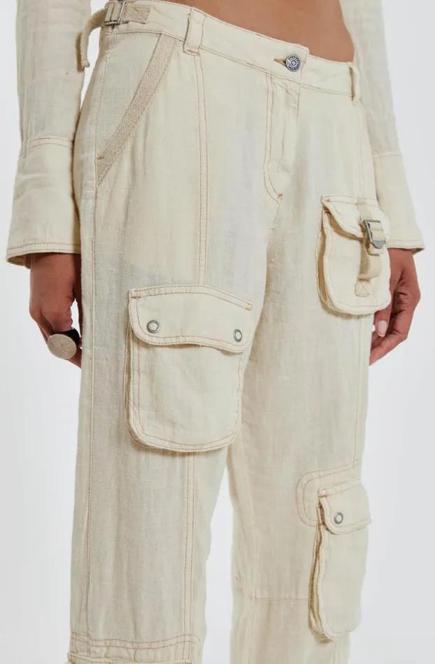 Cargo Pants Women Jaded London Santal Linen Cargo Trousers