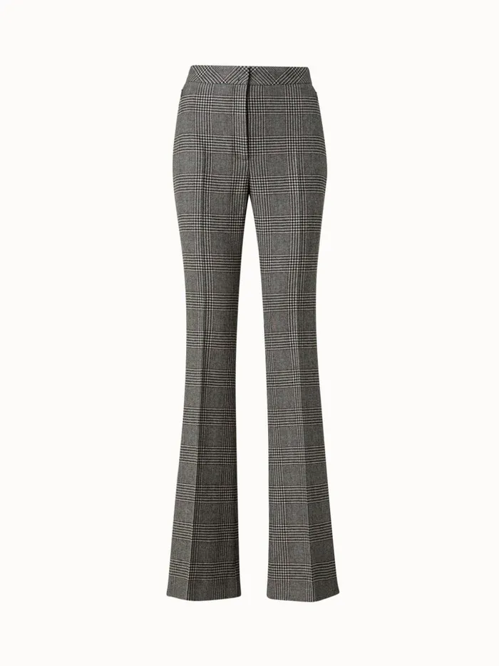 Cashmere Bootcut Pants With Prince Of Wales Check Greigeblack Women Akris Cashmere