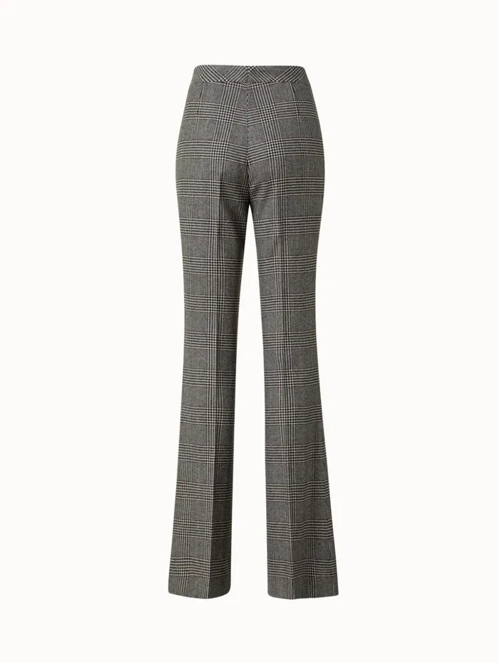 Cashmere Bootcut Pants With Prince Of Wales Check Greigeblack Women Akris Cashmere
