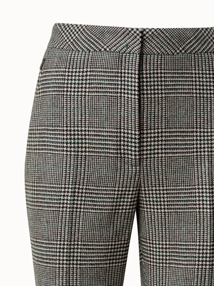 Cashmere Bootcut Pants With Prince Of Wales Check Greigeblack Women Akris Cashmere