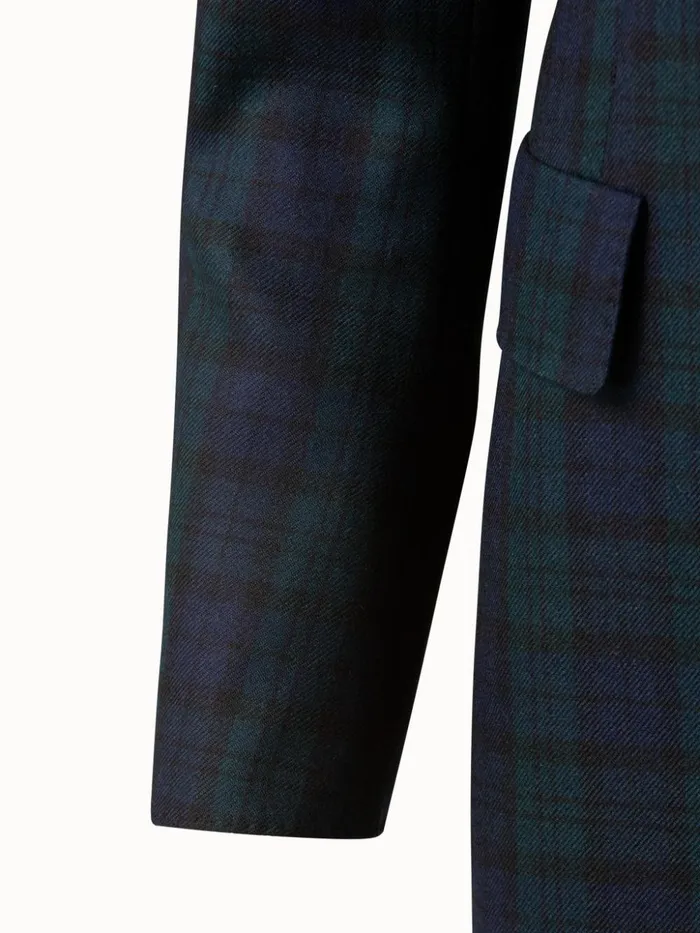 Cashmere Double Face Check Jacket Navygallus Green Women Akris Cashmere