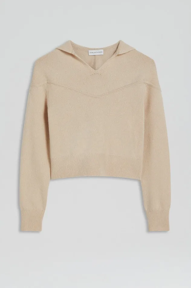 CASHMERE HOODED SWEATER WHEAT Knitwear Scanlan Theodore Women CASHMERE HOODED SWEATER WHEAT Knitwear Scanlan Theodore Women