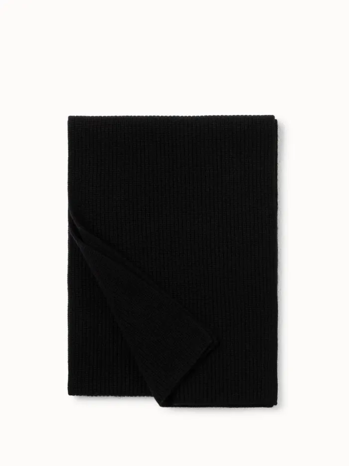 Cashmere Rib Knit Scarf Black Women Akris Cashmere