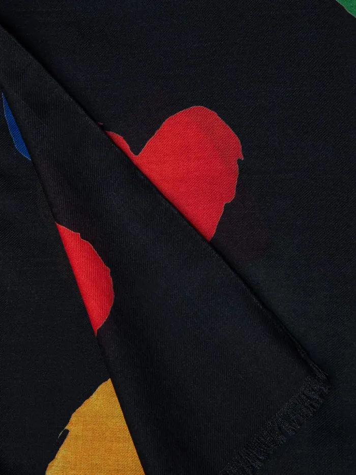 Cashmere Silk Scarf With Hearts Print Blackmulticolor Women Akris Cashmere