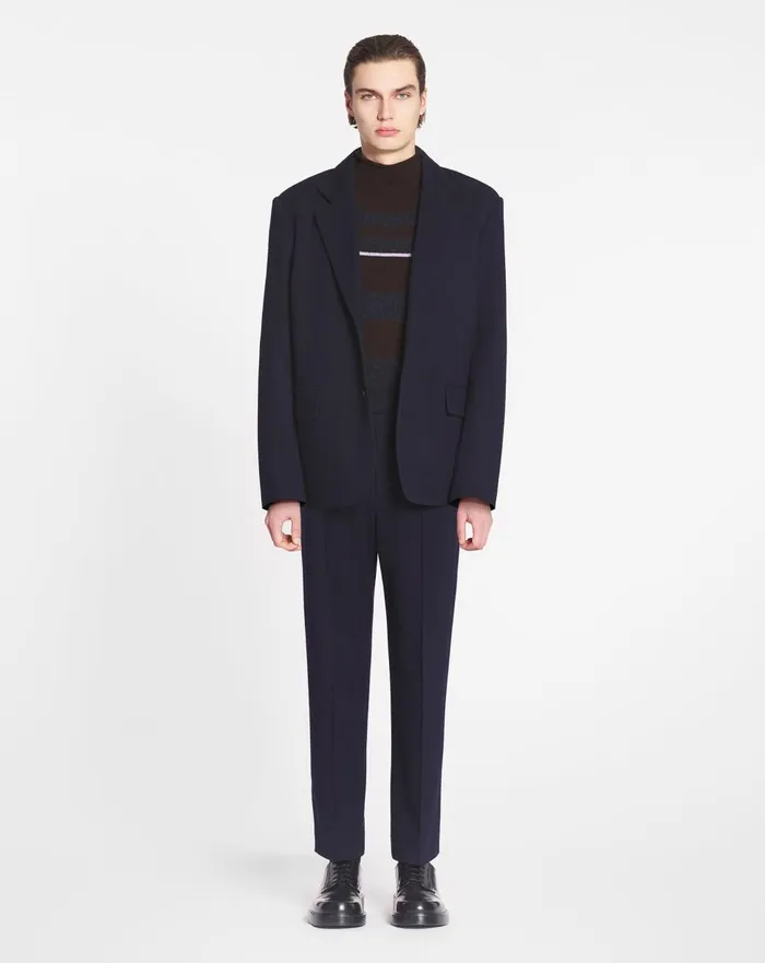 Casual Singlebreasted Jacket Dark Navuy Blue Men Lanvin Coats and Jackets